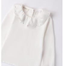 Camicia Sarabanda Bianca bambina con colletto  A219