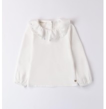 Camicia Sarabanda Bianca bambina con colletto  A219