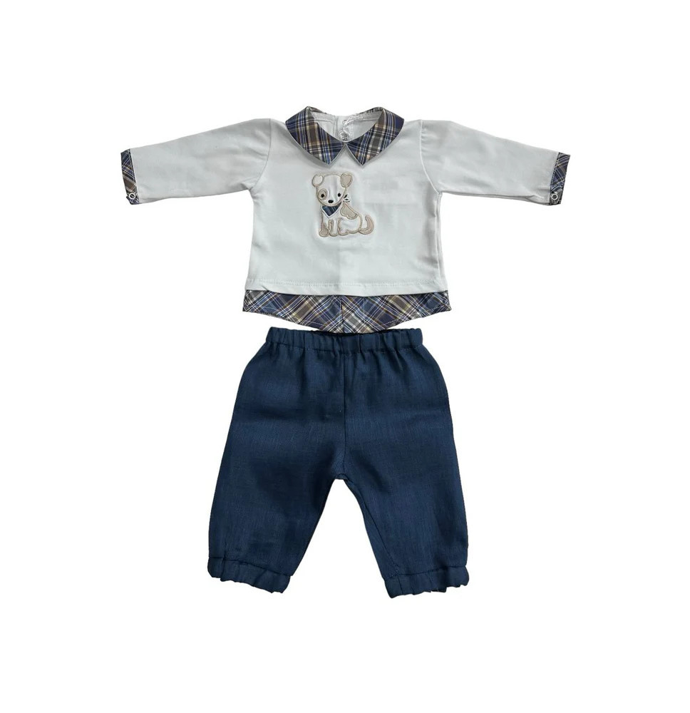 Completo 2 pezzi Teneri & Belli Neonato Bianco e Blu TS253