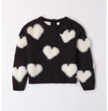 Maglioncino Sarabanda Nero bambina con cuori  A202
