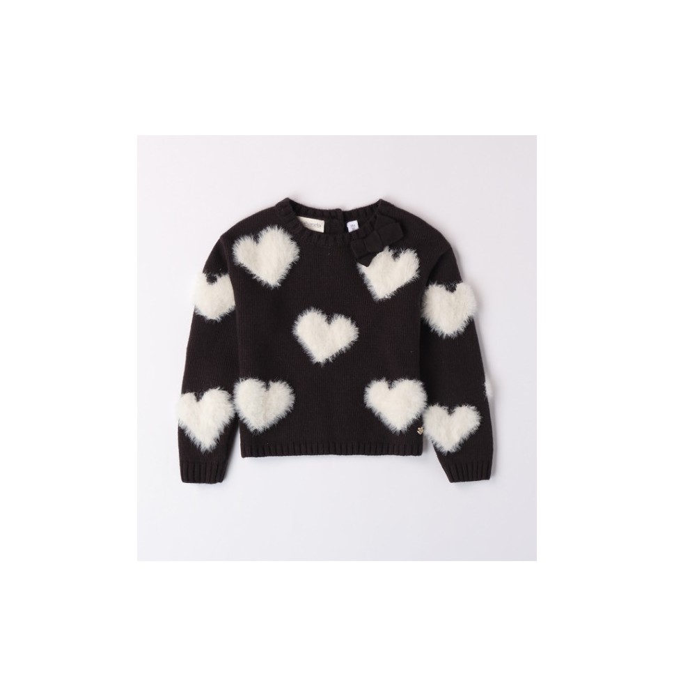 Maglioncino Sarabanda Nero bambina con cuori  A202