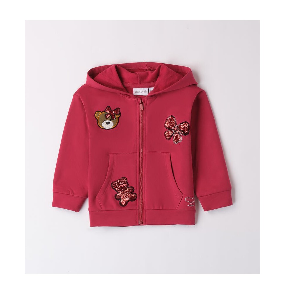 Felpa Sarabanda Bordeaux bambina con orsi A300
