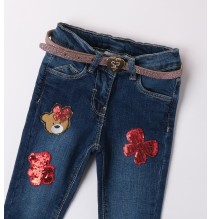 Jeans Sarabanda Blu bambina con cintura A383