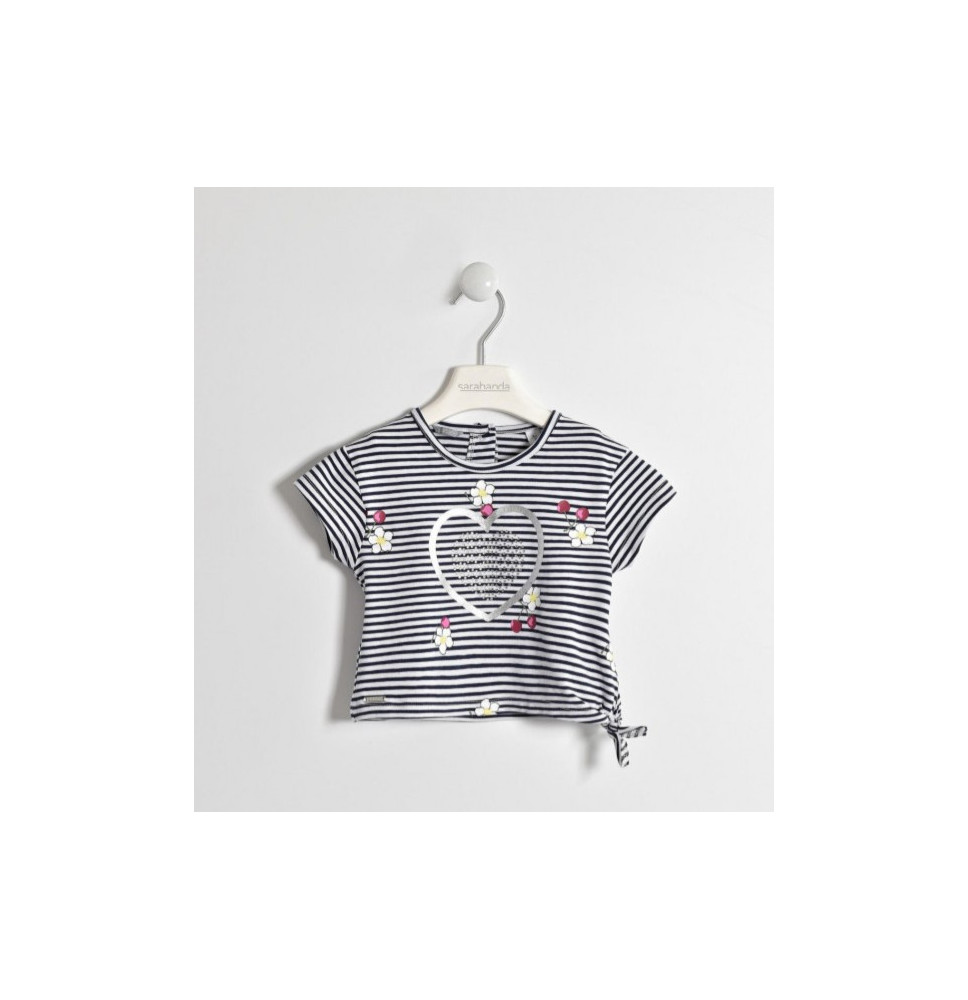Maglietta Sarabanda bimba bianca a righe