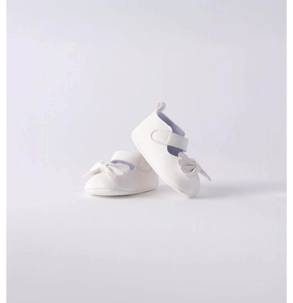 Scarpe Minibanda Cerimonia Neonata Bianche F364