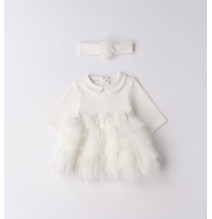 Vestito Minibanda Cerimonia Bimba Bianco F722