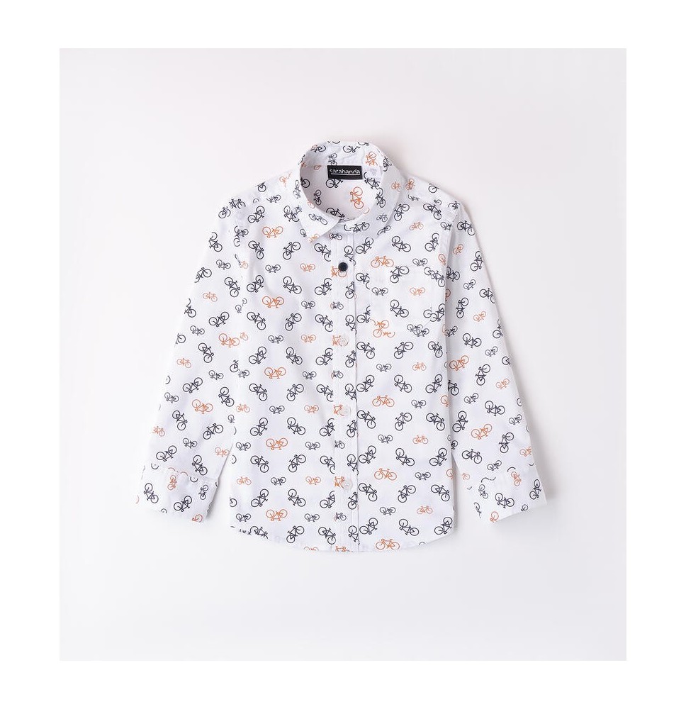 Camicia Sarabanda Bianca bambino stampa allover  A122