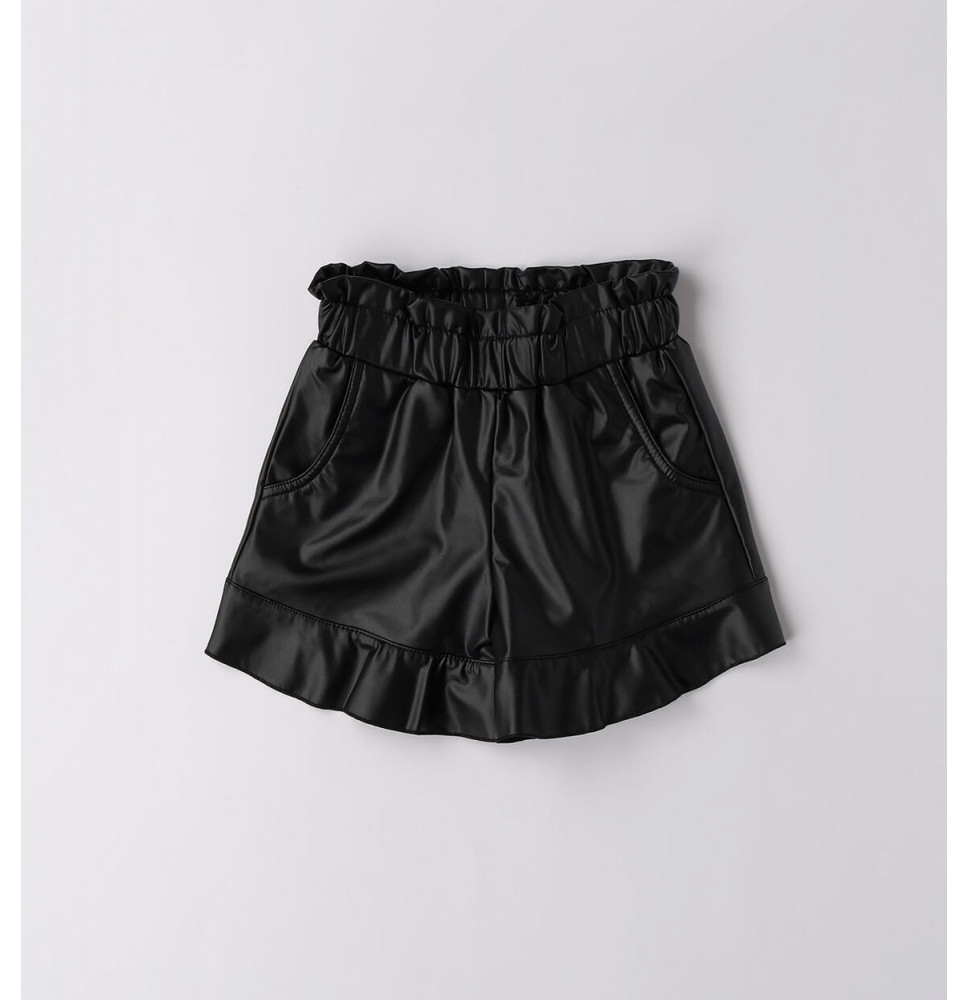 Pantaloncino di Pelle Sarabanda Bimba Nero F354