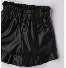 Pantaloncino di Pelle Sarabanda Bimba Nero F354